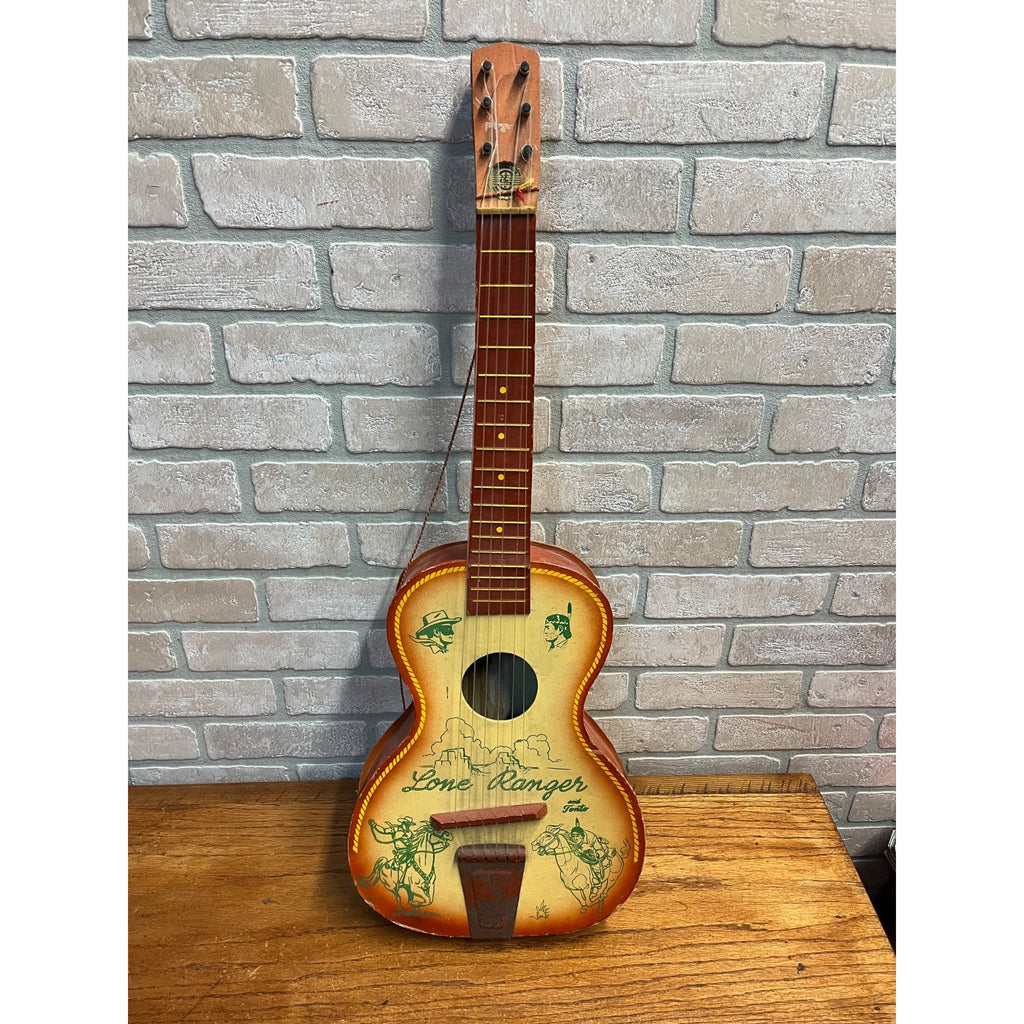 VINTAGE 1959 JEFFERSON PRESTIGE TOY LONE RANGER AND TONTO GUITAR litho