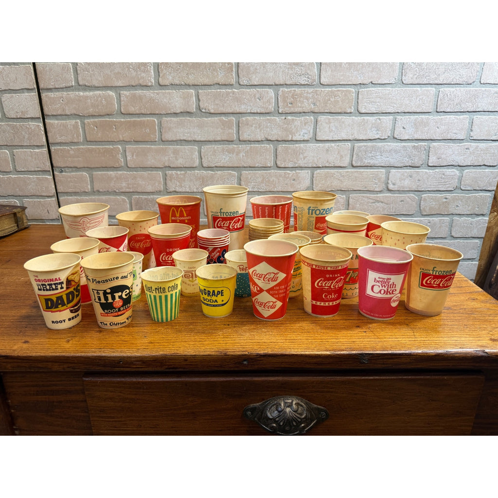 Huge Lot of Soda Wax Advertising Cups Coca Cola Fountain 1950s-1970s