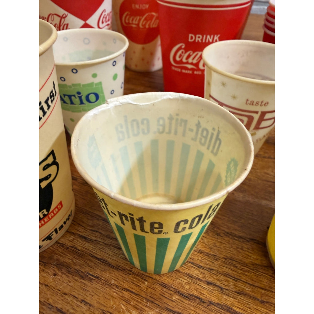 Huge Lot of Soda Wax Advertising Cups Coca Cola Fountain 1950s-1970s