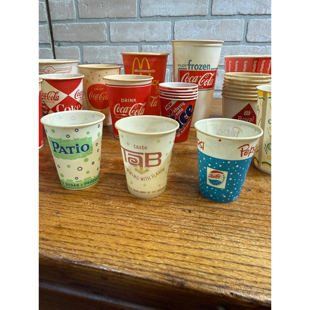Huge Lot of Soda Wax Advertising Cups Coca Cola Fountain 1950s-1970s
