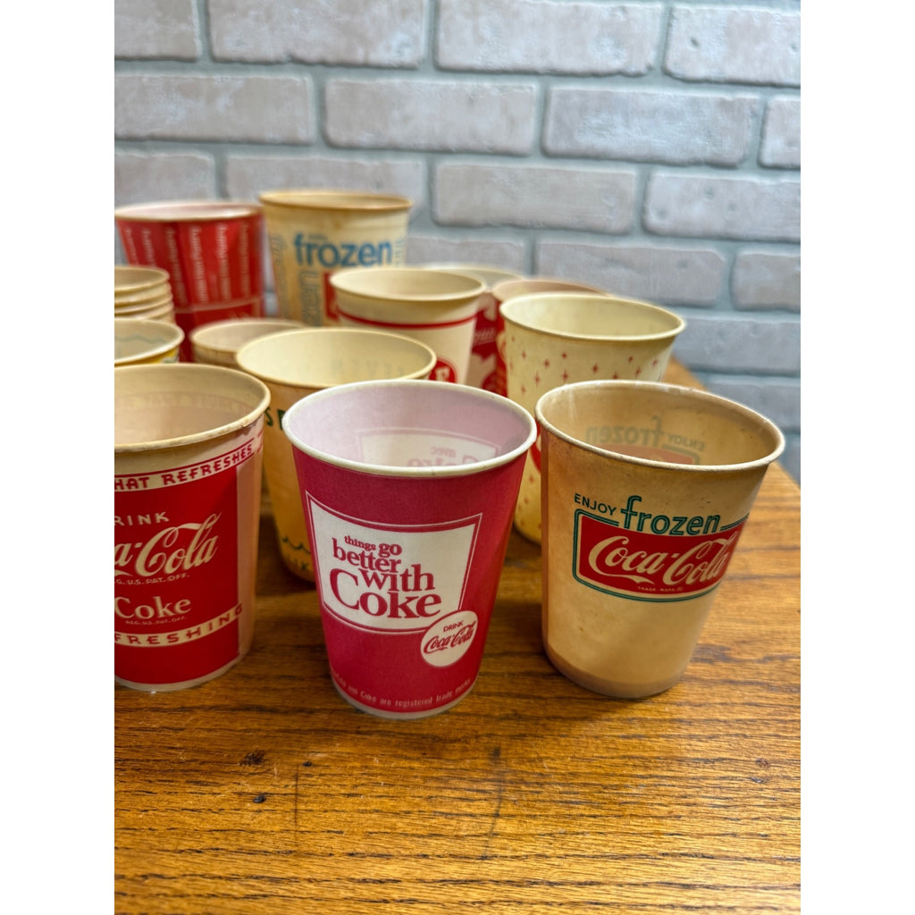 Huge Lot of Soda Wax Advertising Cups Coca Cola Fountain 1950s-1970s