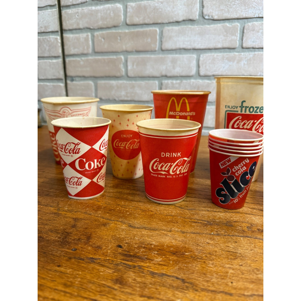 Huge Lot of Soda Wax Advertising Cups Coca Cola Fountain 1950s-1970s