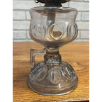 Antique 1890s Bullseye Footed Hand Loop Handle Finger Oil Lamp EAPG