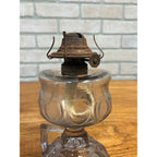 Antique 1890s Bullseye Footed Hand Loop Handle Finger Oil Lamp EAPG