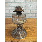Antique 1890s Bullseye Footed Hand Loop Handle Finger Oil Lamp EAPG