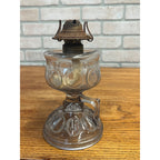 Antique 1890s Bullseye Footed Hand Loop Handle Finger Oil Lamp EAPG