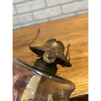 Antique 1890s Bullseye Footed Hand Loop Handle Finger Oil Lamp EAPG