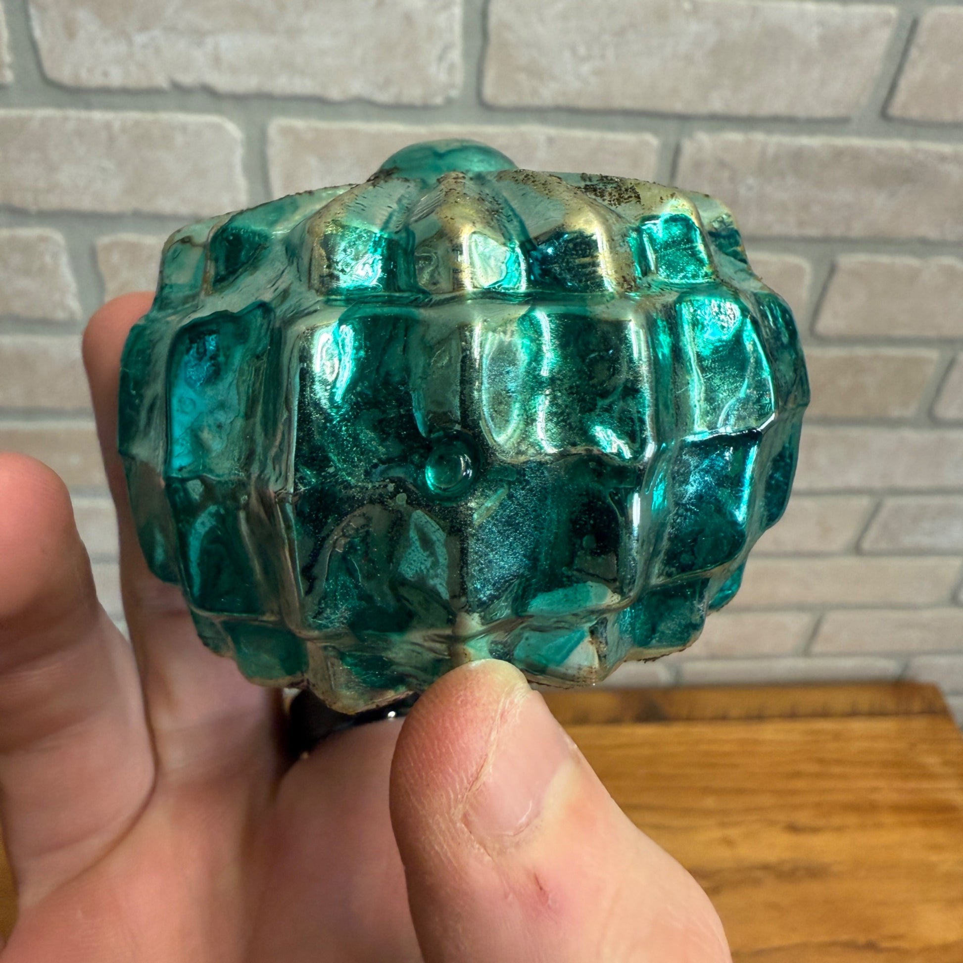 Vintage Green Large West Germany Flower Spitz Cookie Christmas Ornament