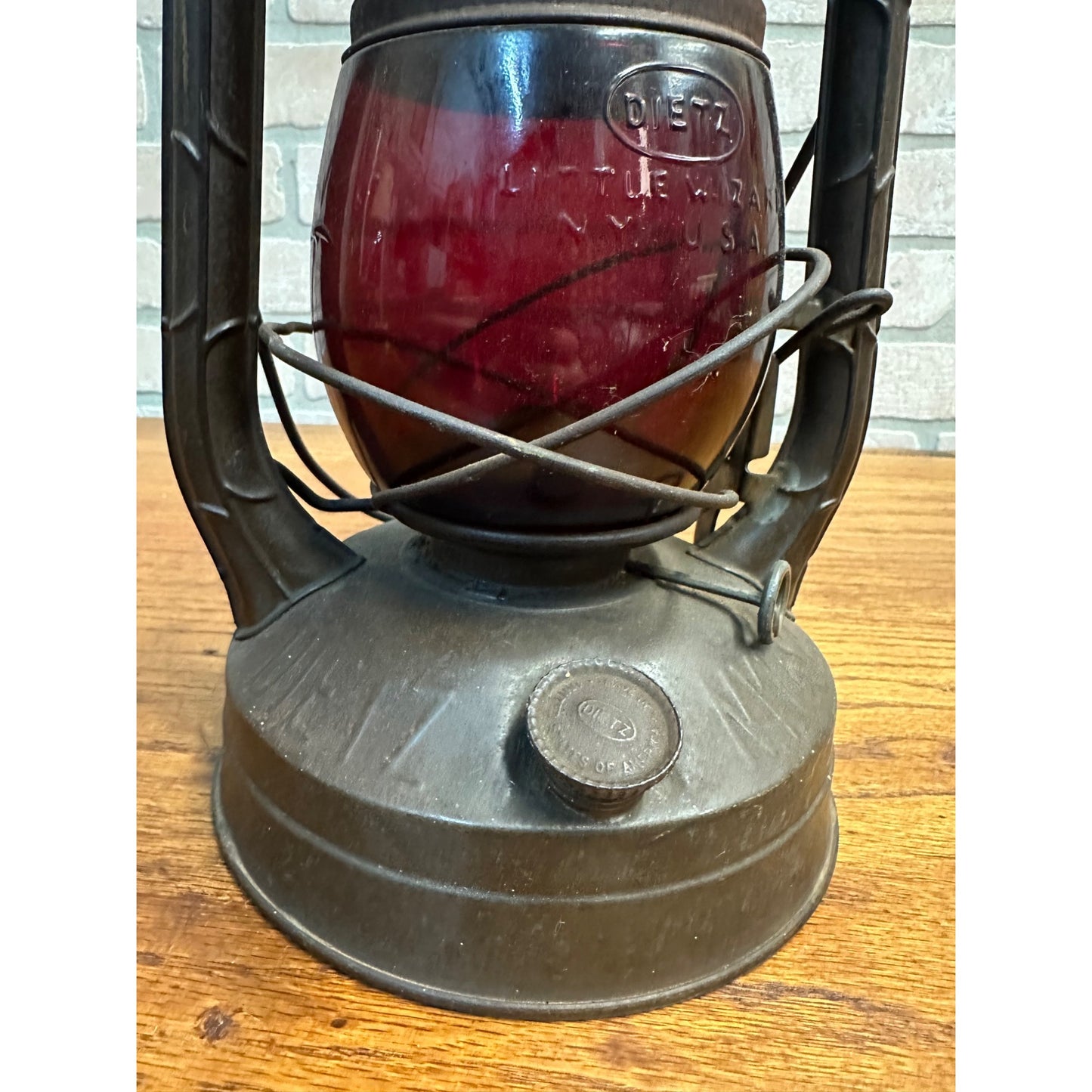 Vintage Dietz Little Wizard Railroad Lantern With Ruby Red Glass