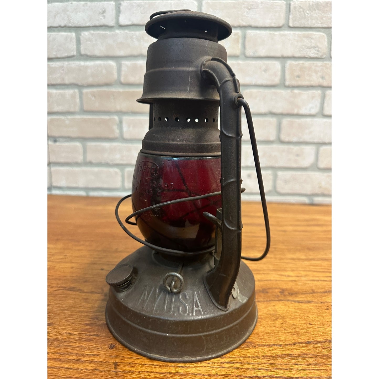 Vintage Dietz Little Wizard Railroad Lantern With Ruby Red Glass