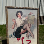 Vintage 1963 Ollie Hammond Restaurant Advertising Calendar Sign Elvgren Pinup