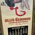 Vintage 1963 Ollie Hammond Restaurant Advertising Calendar Sign Elvgren Pinup
