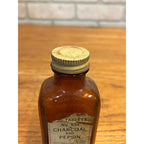 Vintage Charcoal and Pepsin Apothecary Brown Amber Bottle Lilly