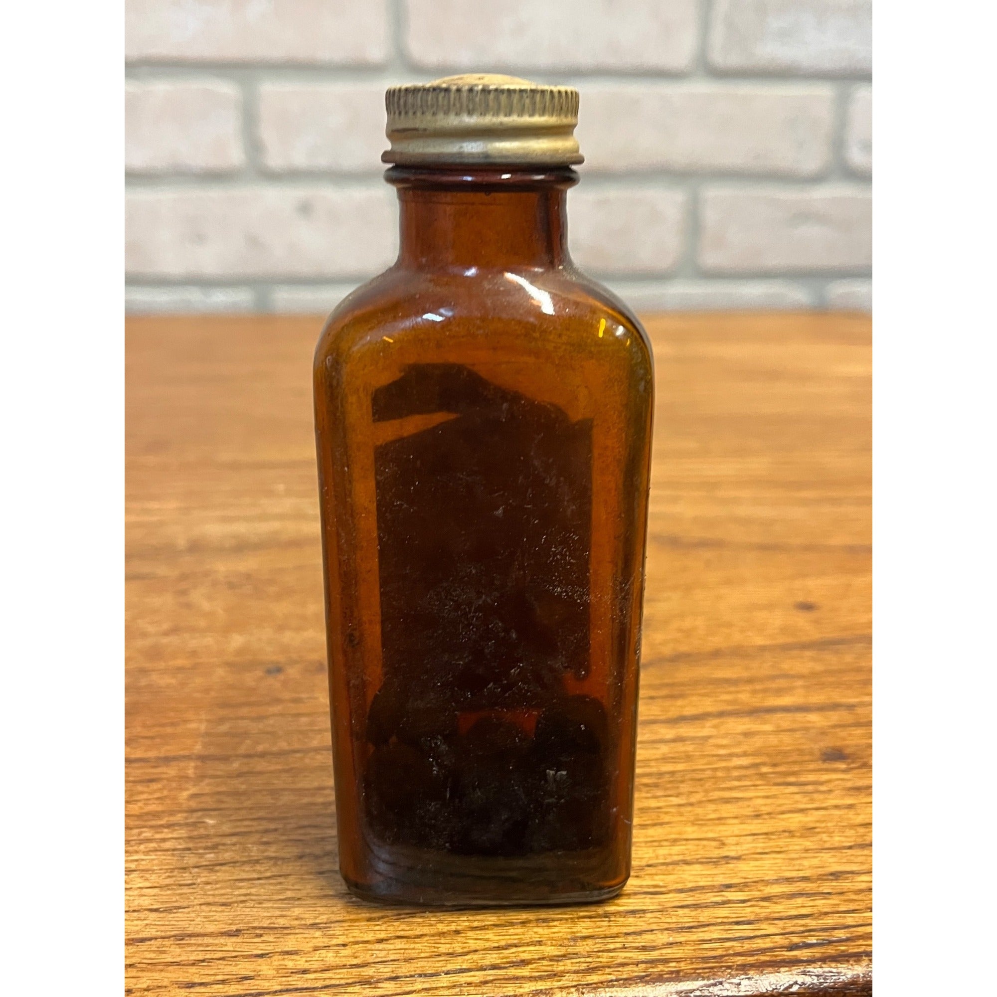 Vintage Charcoal and Pepsin Apothecary Brown Amber Bottle Lilly