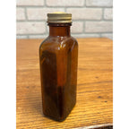 Vintage Charcoal and Pepsin Apothecary Brown Amber Bottle Lilly