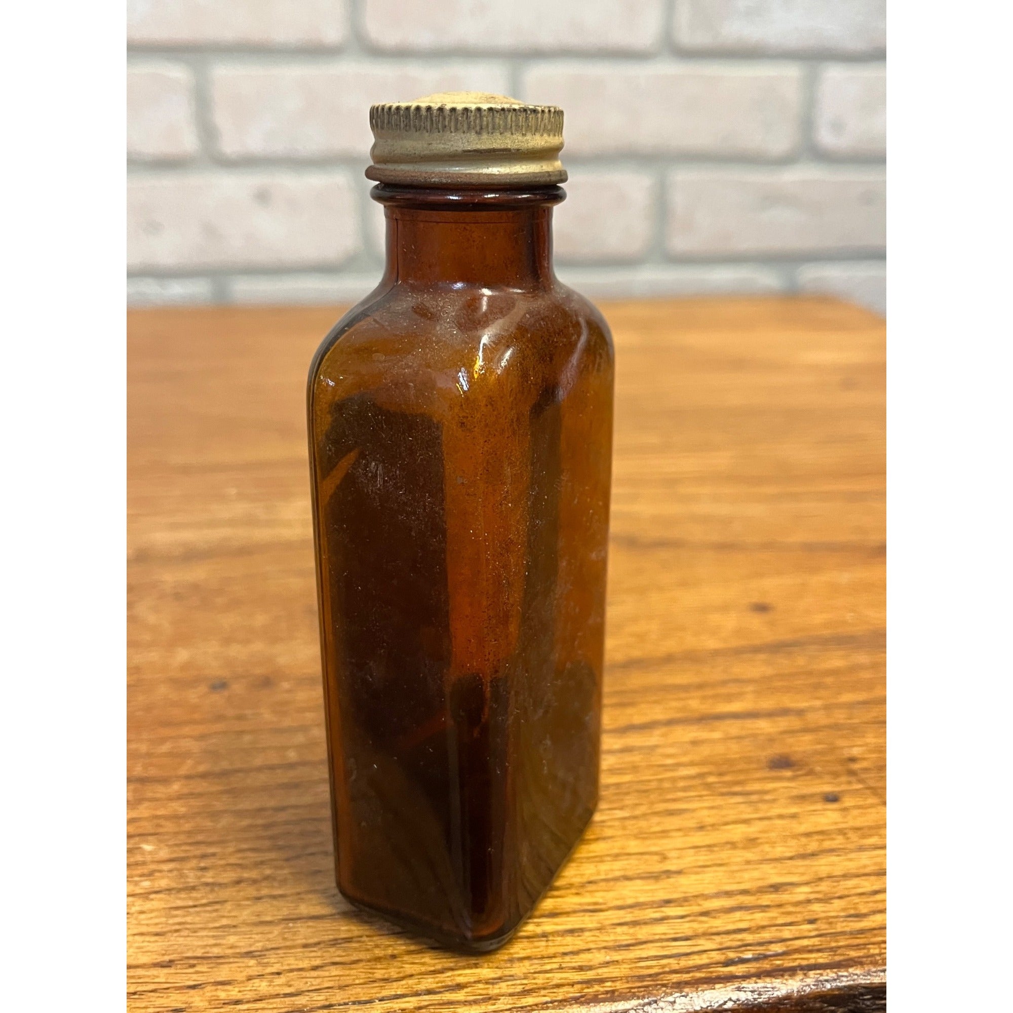 Vintage Charcoal and Pepsin Apothecary Brown Amber Bottle Lilly