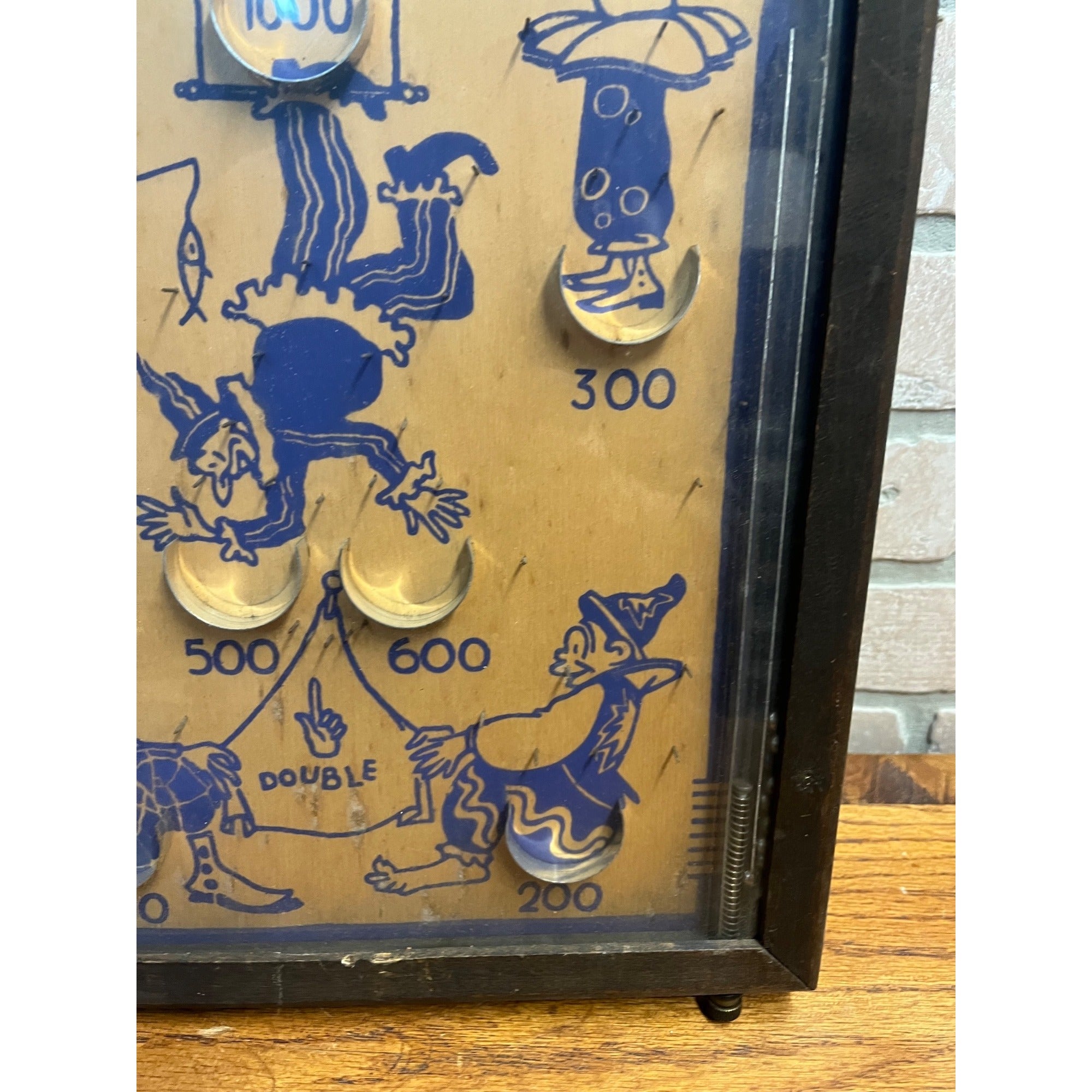 Vintage 1930s Clownin Marble Pinball Table Top Game Wood Frame St Louis