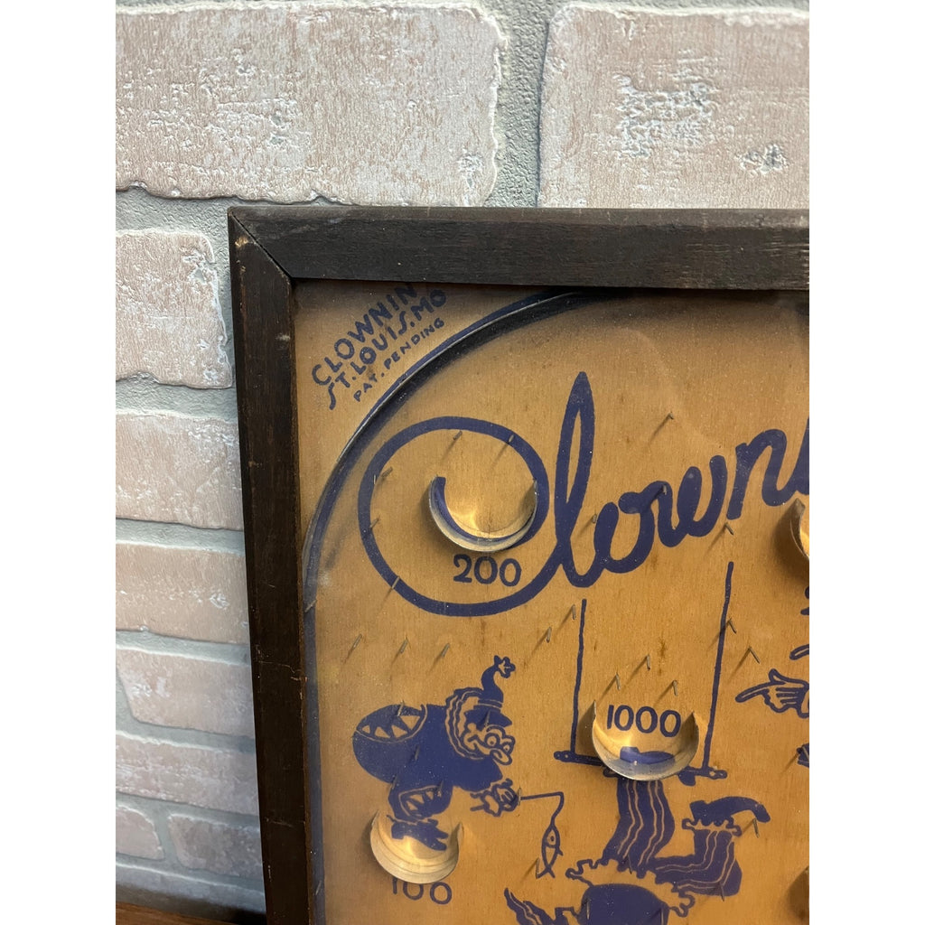 Vintage 1930s Clownin Marble Pinball Table Top Game Wood Frame St Louis