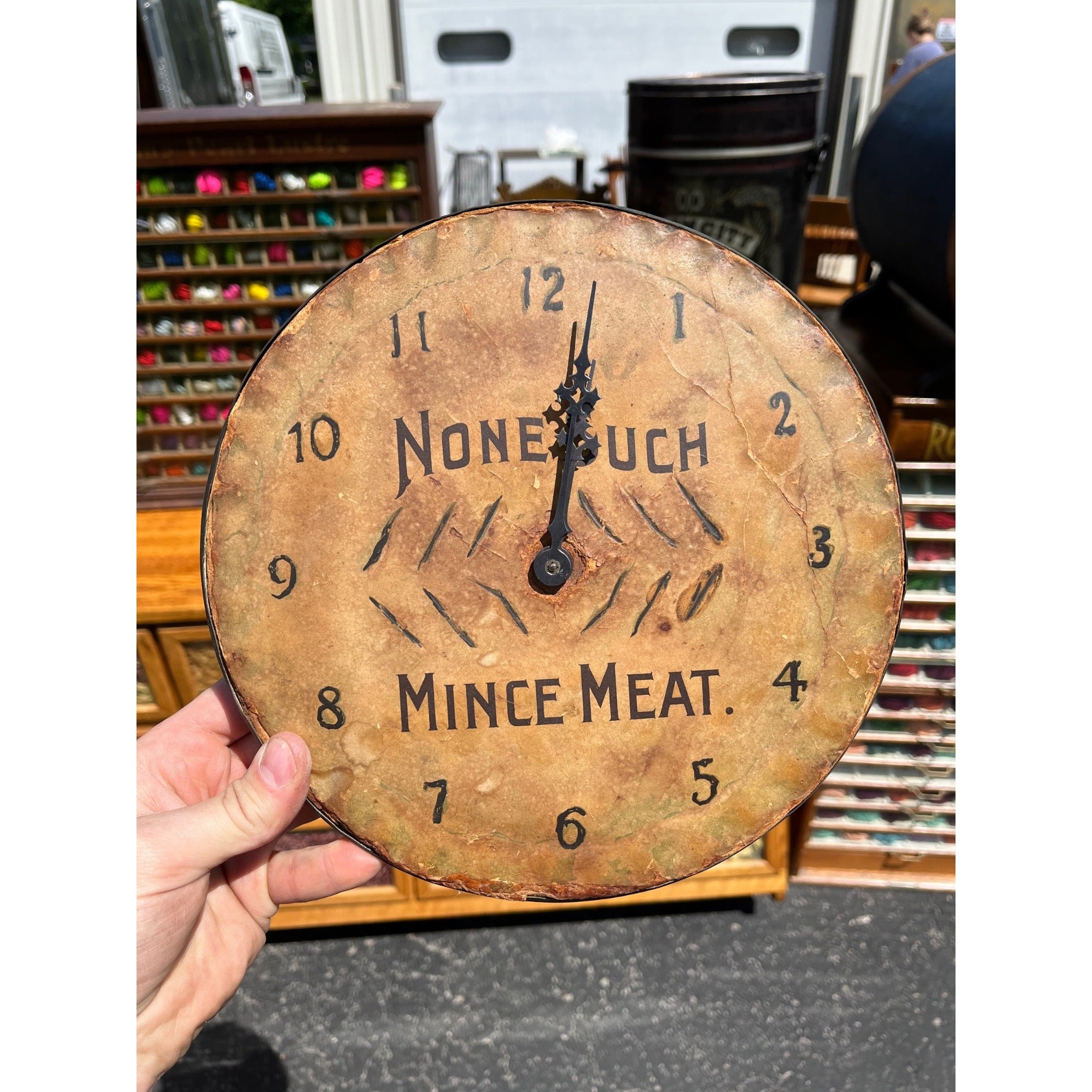 Original Vintage None Such Mince Meat Clock / Advertising / Primitive / Kitchen Decor