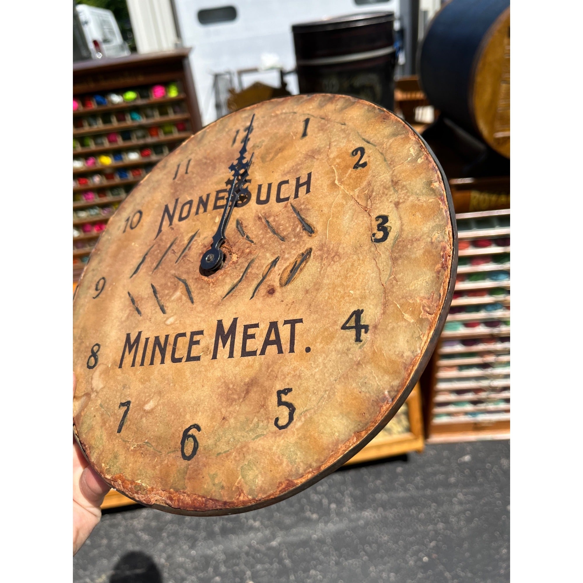 Original Vintage None Such Mince Meat Clock / Advertising / Primitive / Kitchen Decor