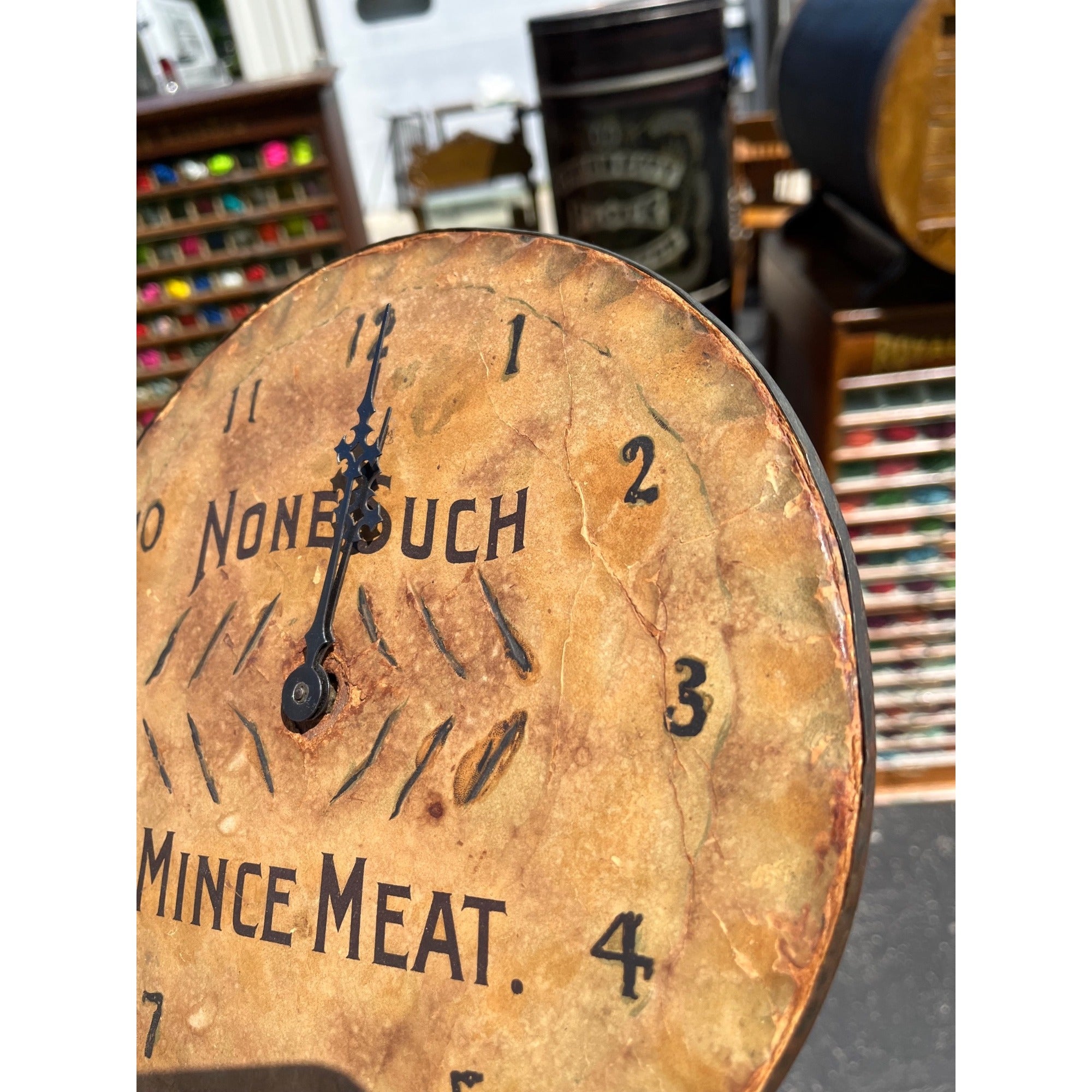Original Vintage None Such Mince Meat Clock / Advertising / Primitive / Kitchen Decor