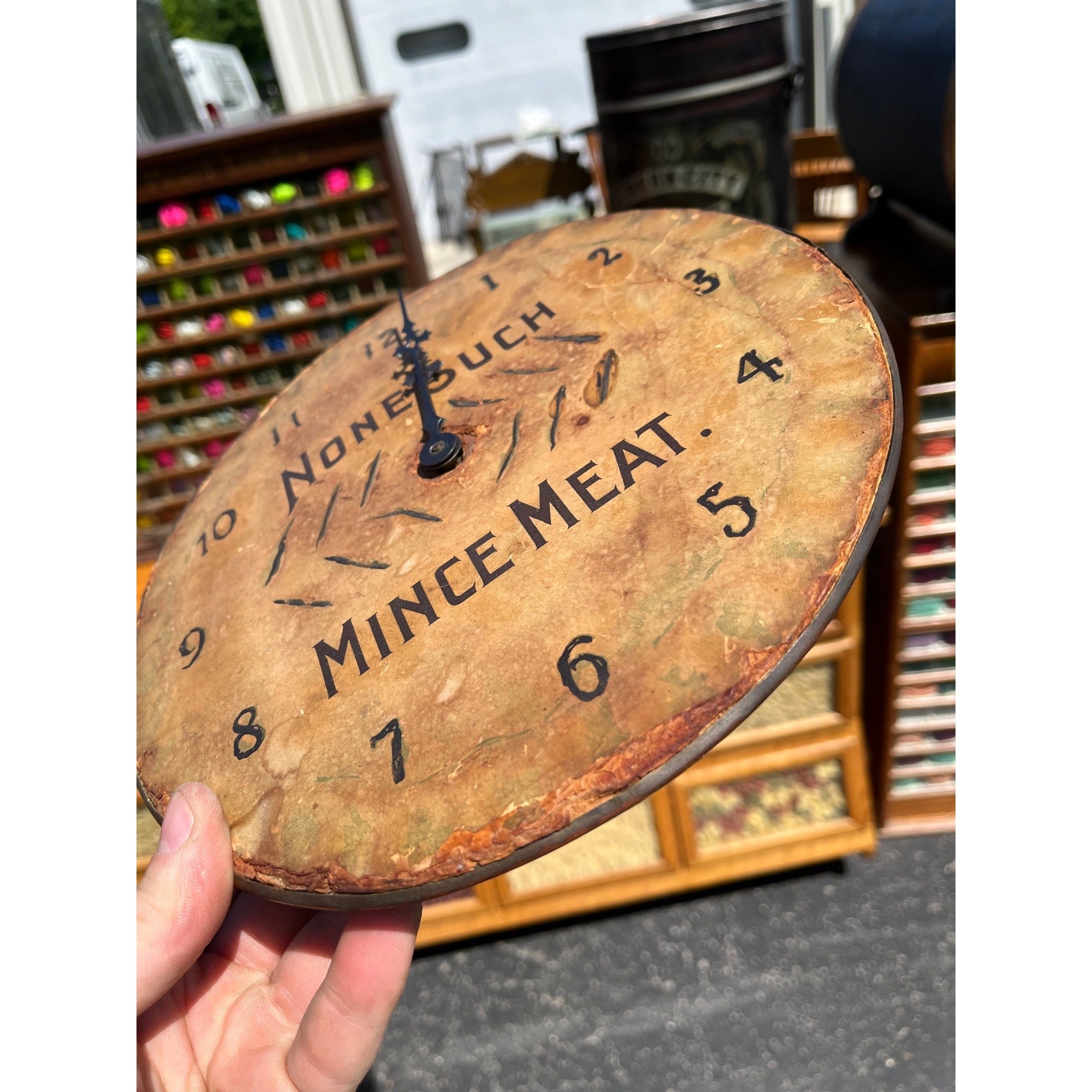 Original Vintage None Such Mince Meat Clock / Advertising / Primitive / Kitchen Decor