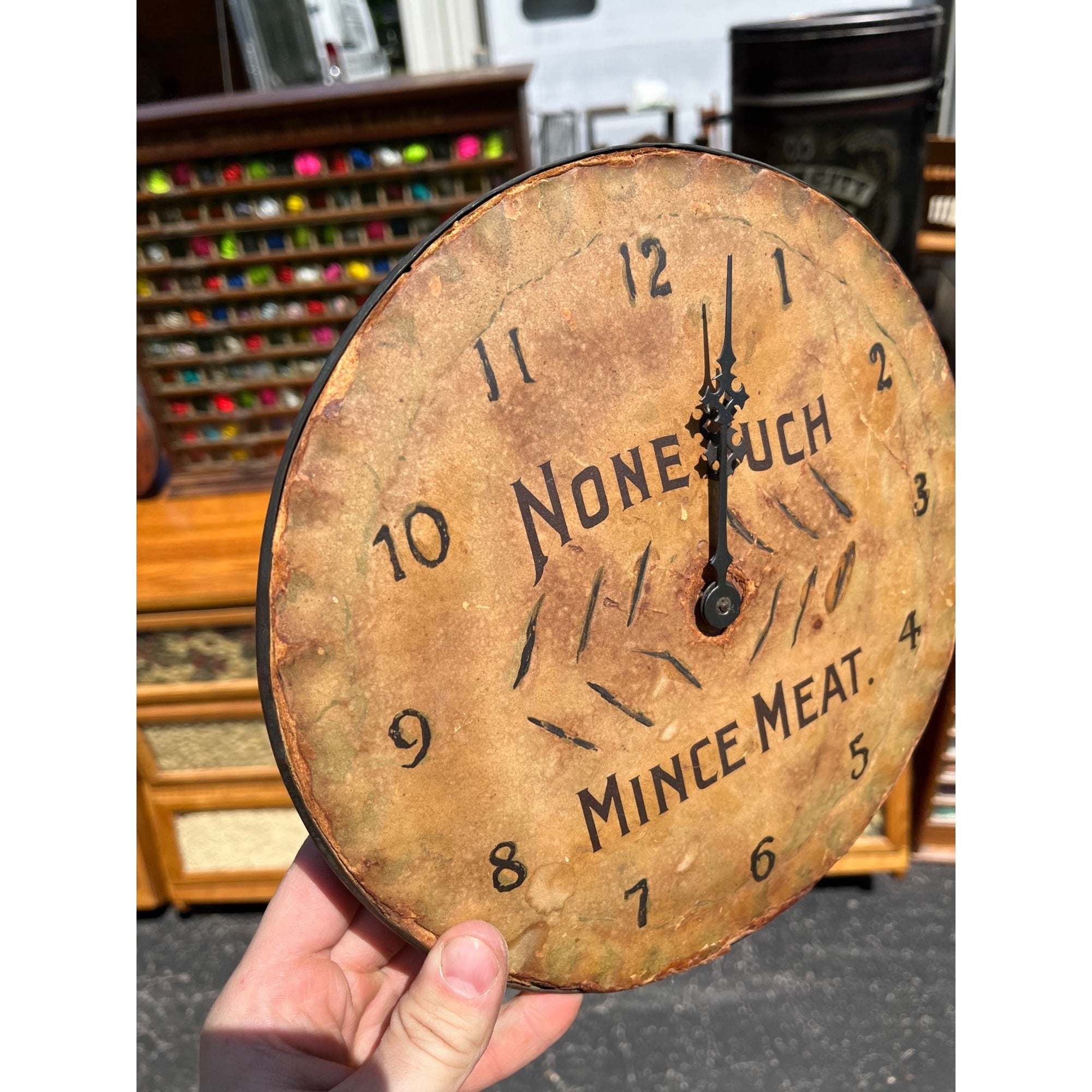 Original Vintage None Such Mince Meat Clock / Advertising / Primitive / Kitchen Decor