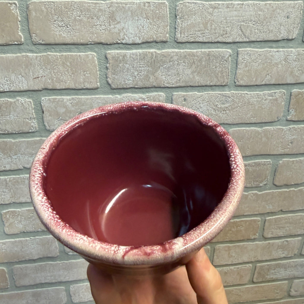 Vintage Small 5" Kitchen Pottery Bowl Red /Purple USA Made 2060 Mccoy?