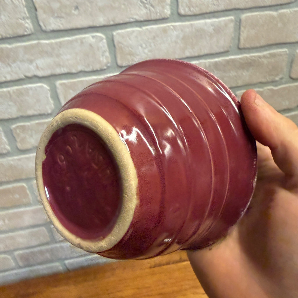Vintage Small 5" Kitchen Pottery Bowl Red /Purple USA Made 2060 Mccoy?