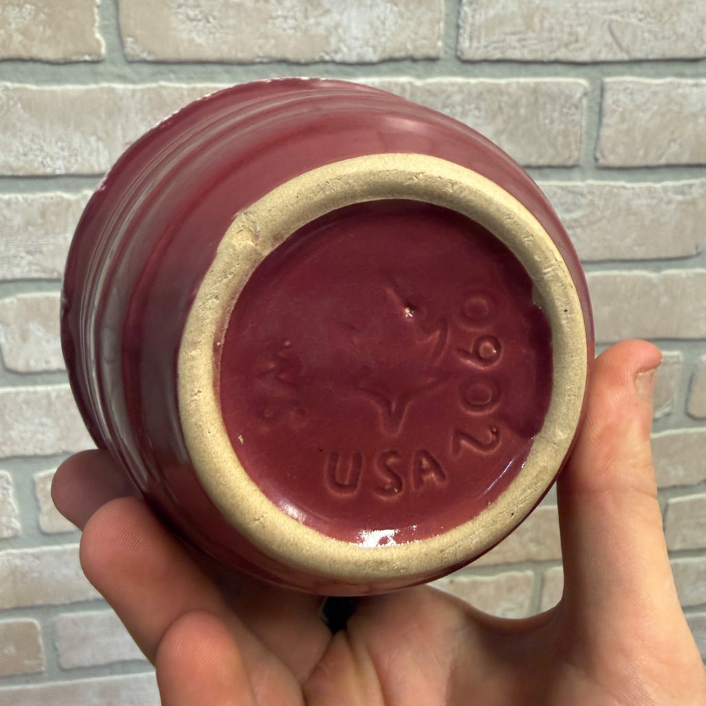 Vintage Small 5" Kitchen Pottery Bowl Red /Purple USA Made 2060 Mccoy?