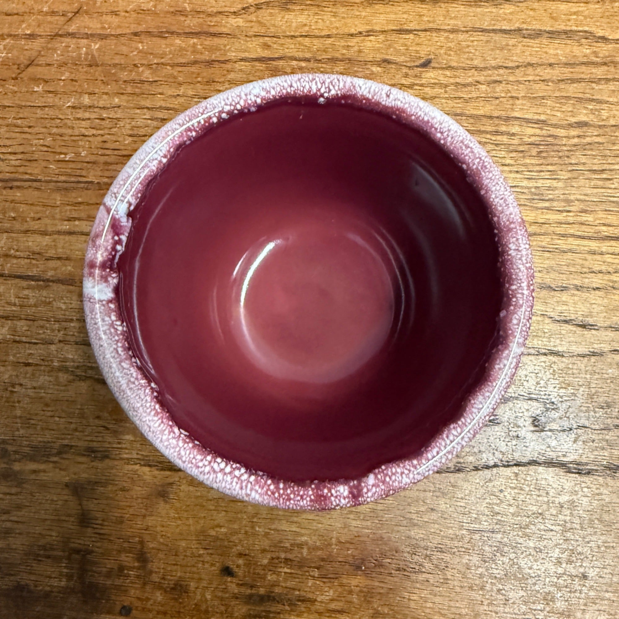 Vintage Small 5" Kitchen Pottery Bowl Red /Purple USA Made 2060 Mccoy?