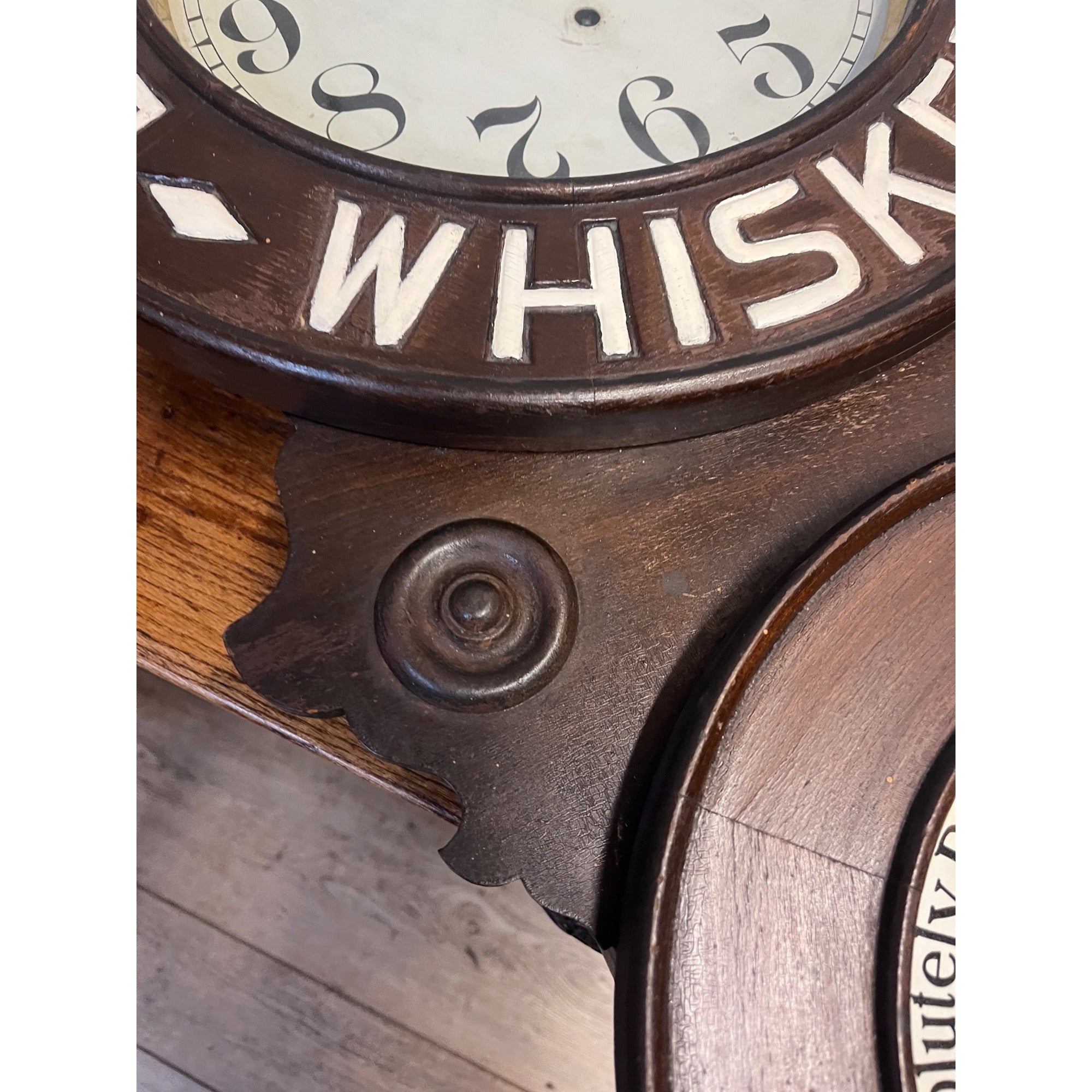 Original 1920s Duffys Malt Whiskey Advertising Wall Clock Sign New Haven Vintage