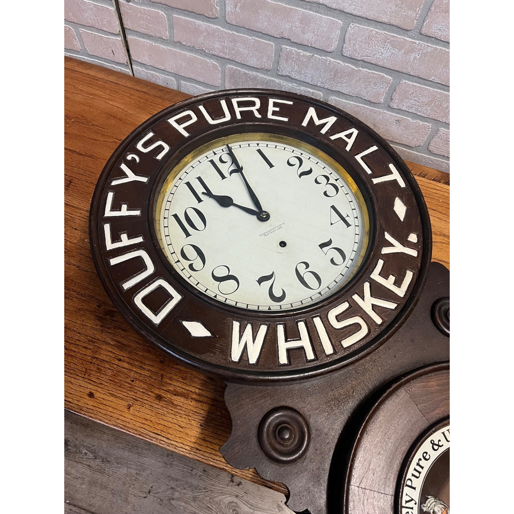 Original 1920s Duffys Malt Whiskey Advertising Wall Clock Sign New Haven Vintage