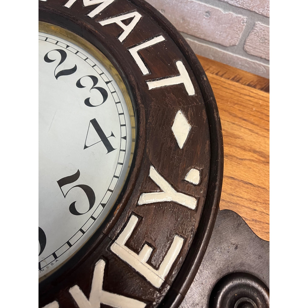 Original 1920s Duffys Malt Whiskey Advertising Wall Clock Sign New Haven Vintage