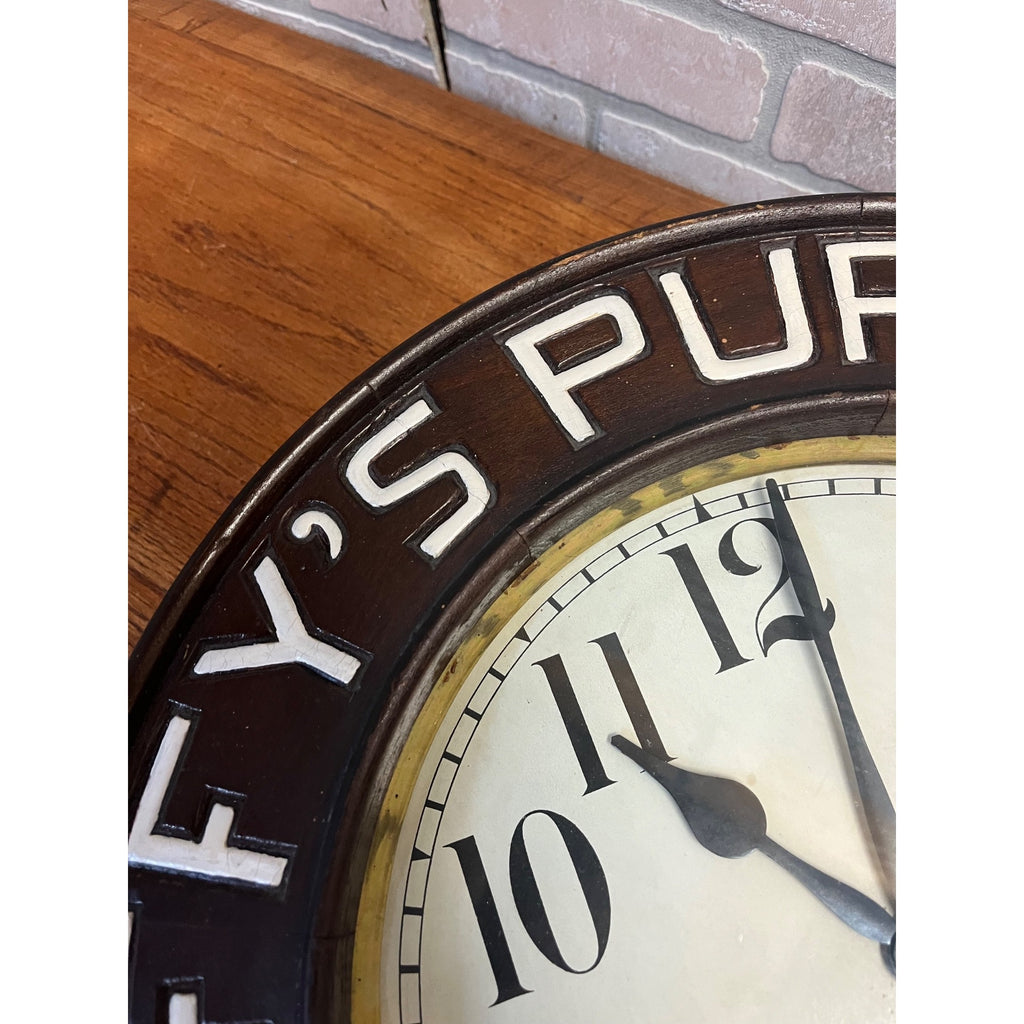 Original 1920s Duffys Malt Whiskey Advertising Wall Clock Sign New Haven Vintage