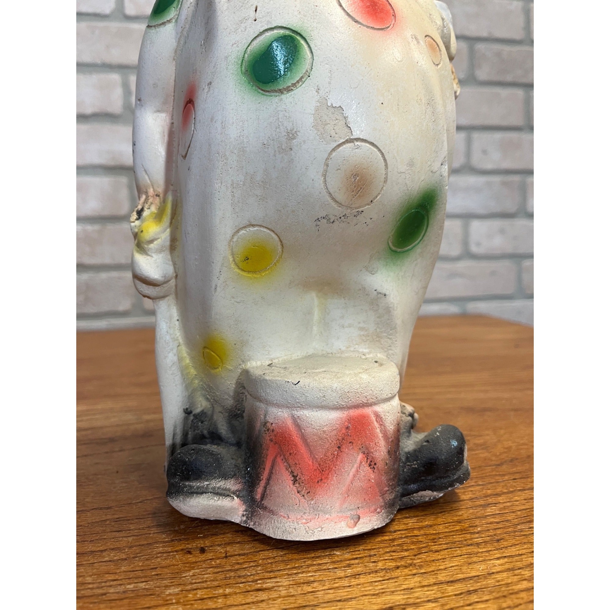 Vintage 1930s Chalkware Clown Carnival Circus Prize Large 12.75" Tall Decor