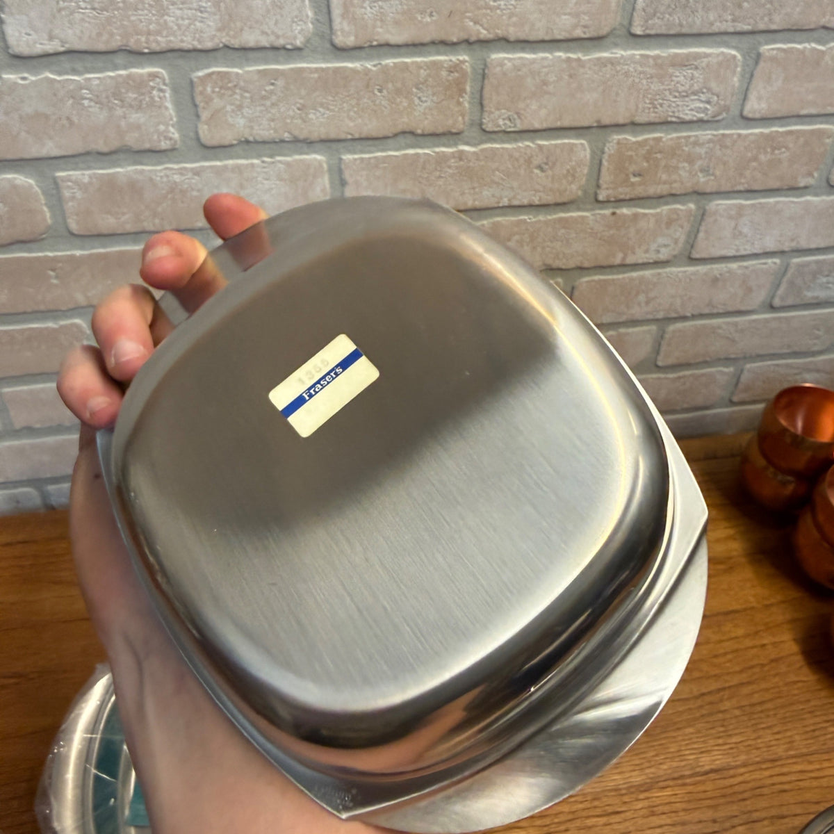 Vintage Fraser's Stainless Steel Holloware Handled Serving Dish Set Swedish Craftsmanship MCM Design NOS