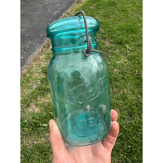 Vintage Ball Ideal Blue Aqua Mason Quart-Jar Bicentennial Celebration 1776-1976