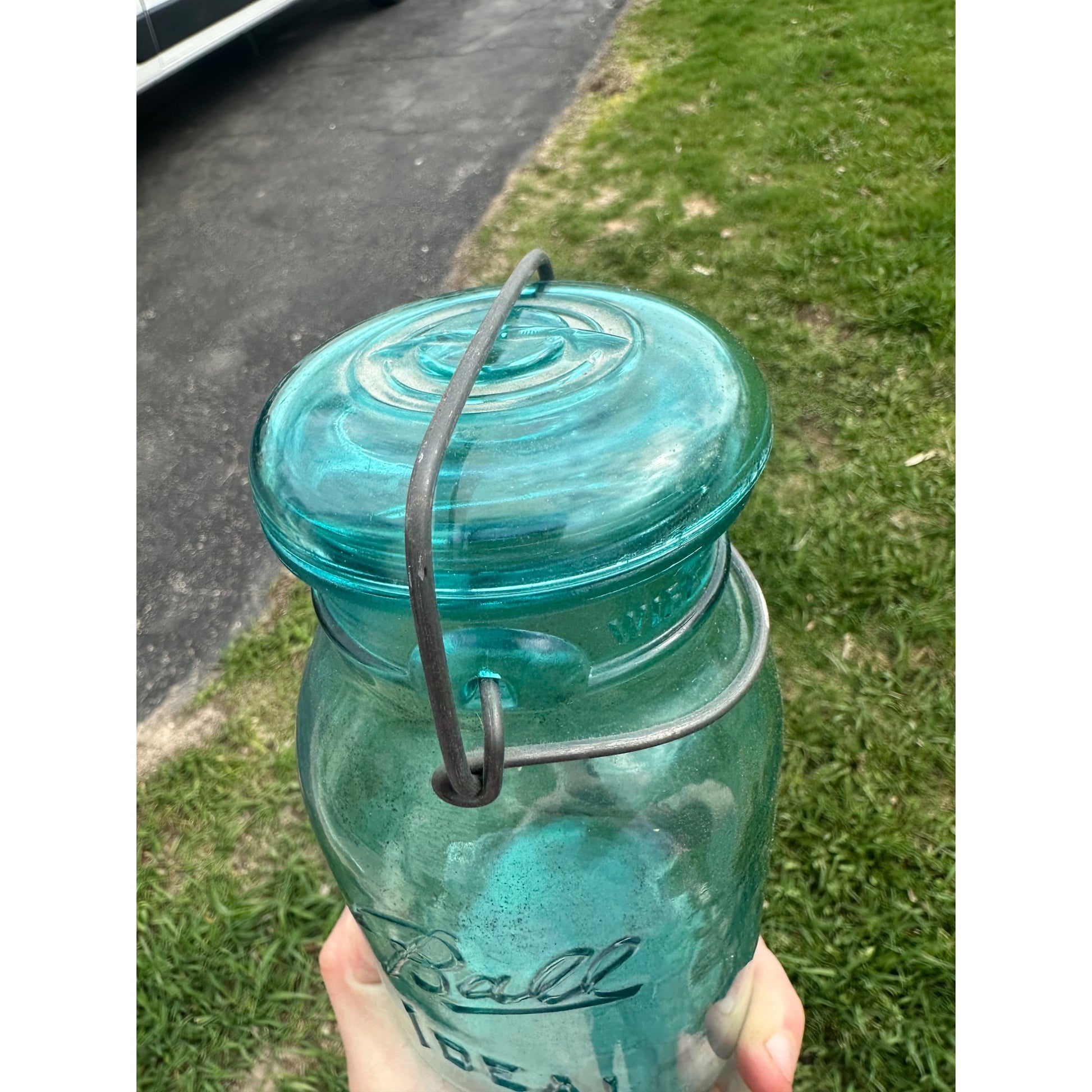 Vintage Ball Ideal Blue Aqua Mason Quart-Jar Bicentennial Celebration 1776-1976