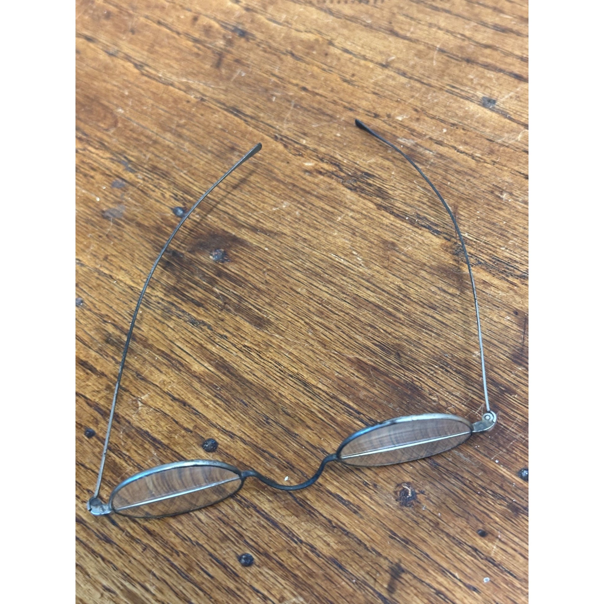 Antique 19th Century Eyeglasses Spectacles w/ Metal Case 1800s Split Bifocal