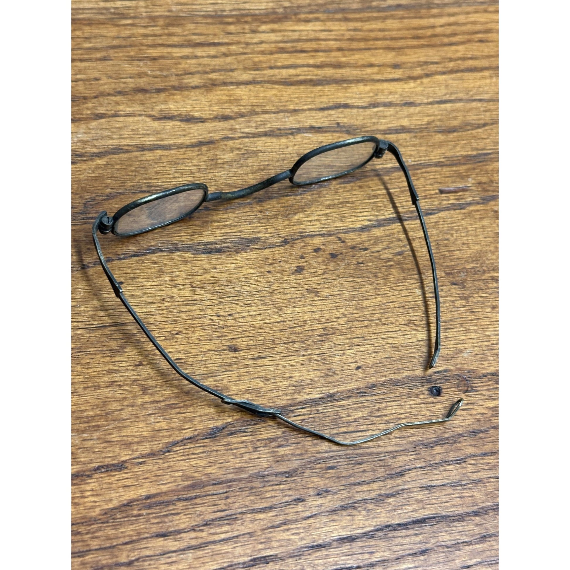 Antique 19th Century Eyeglasses Spectacles w/ Metal Case 1800s Split Bifocal