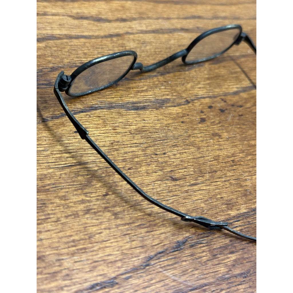 Antique 19th Century Eyeglasses Spectacles w/ Metal Case 1800s Split Bifocal