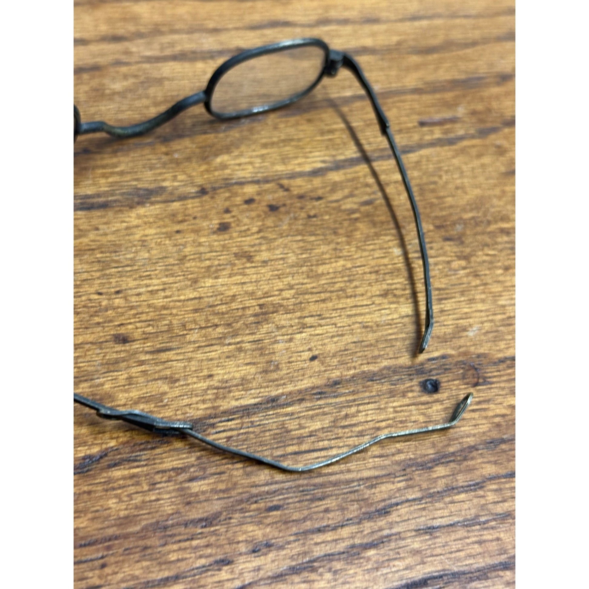 Antique 19th Century Eyeglasses Spectacles w/ Metal Case 1800s Split Bifocal