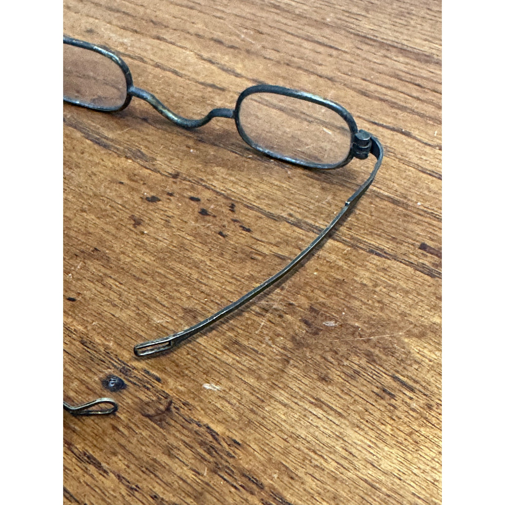 Antique 19th Century Eyeglasses Spectacles w/ Metal Case 1800s Split Bifocal