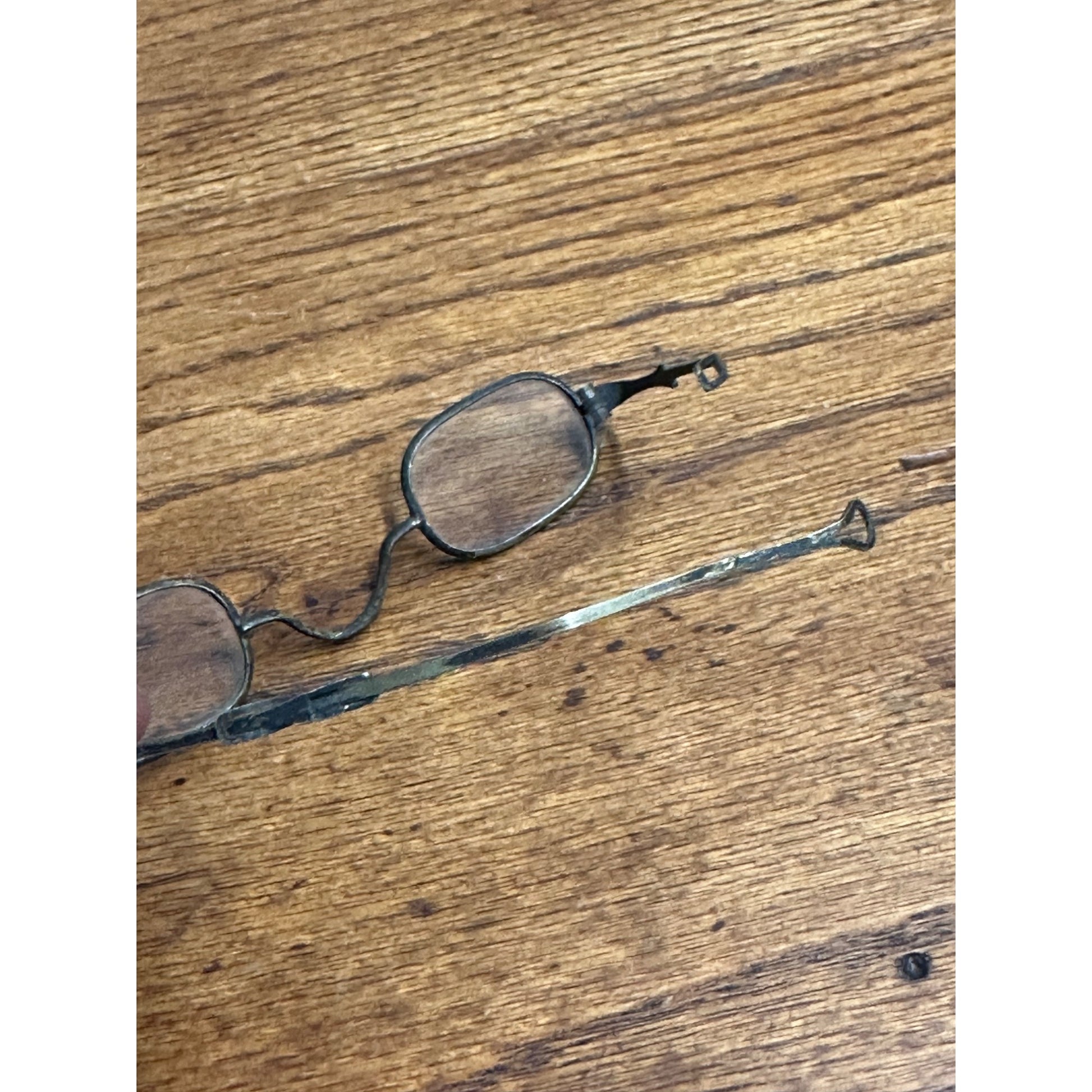 Antique 19th Century Eyeglasses Spectacles w/ Metal Case 1800s Split Bifocal