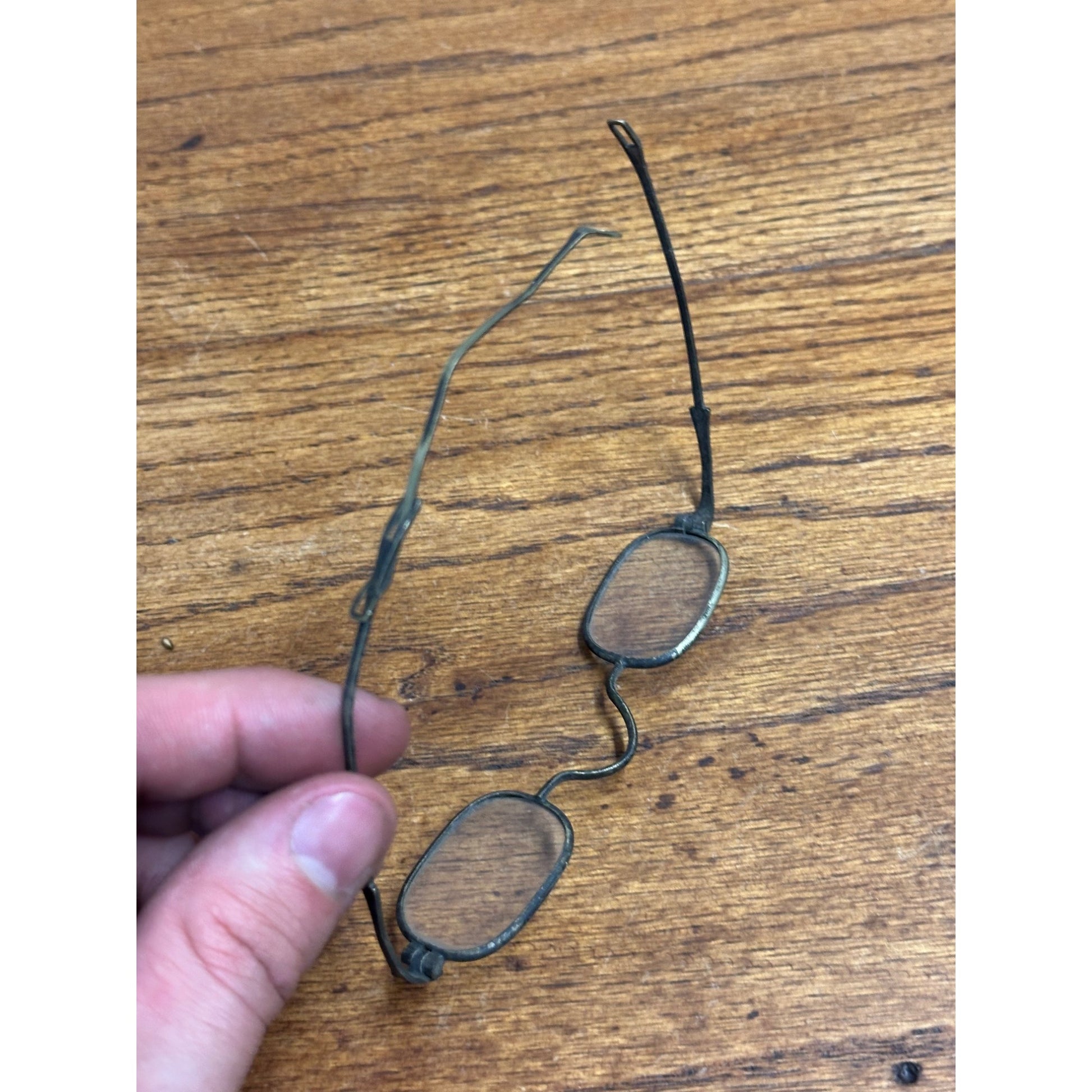 Antique 19th Century Eyeglasses Spectacles w/ Metal Case 1800s Split Bifocal