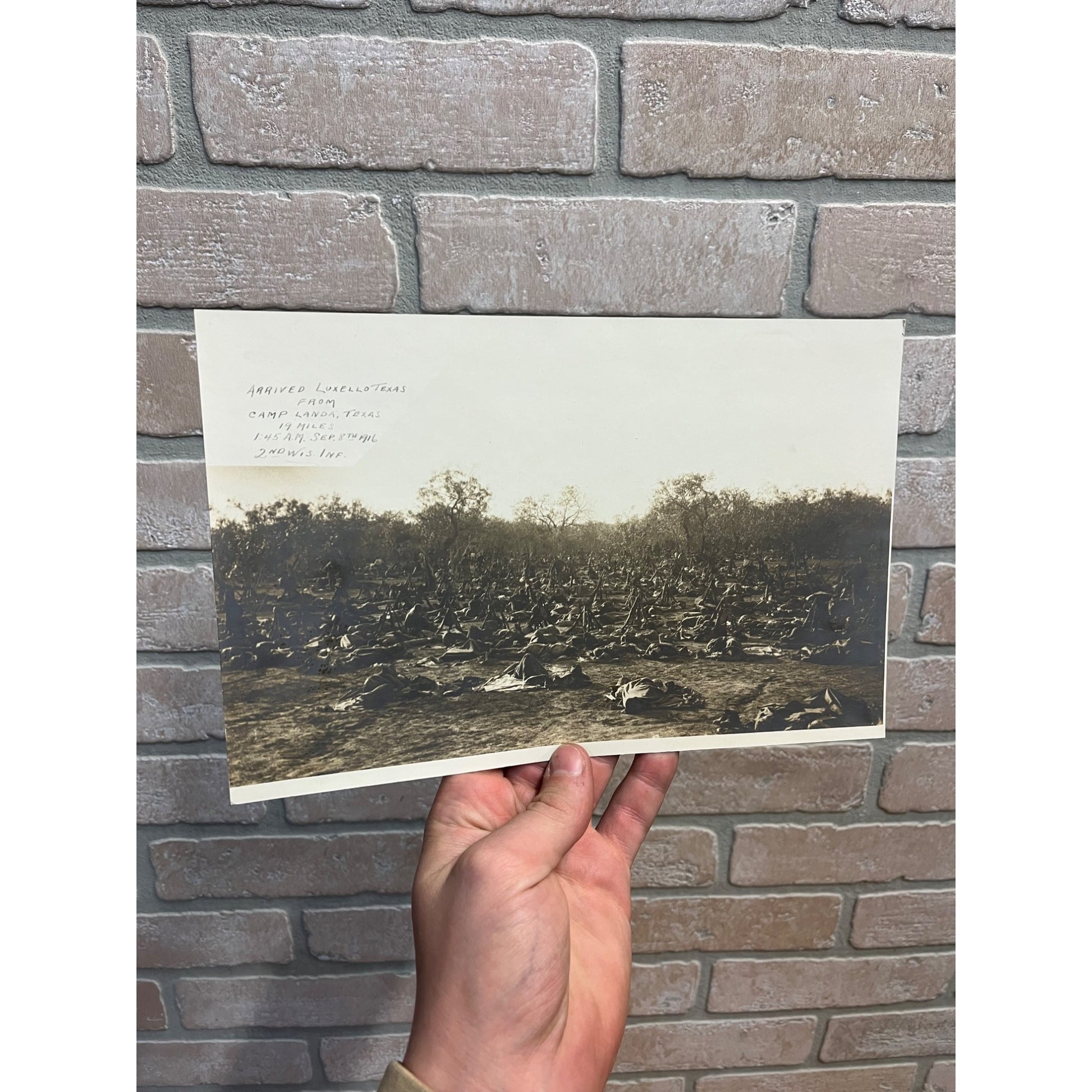 Original 1916 Photo of 2nd Wisconsin Infantry US Army at Luxello, Texas Mexican
