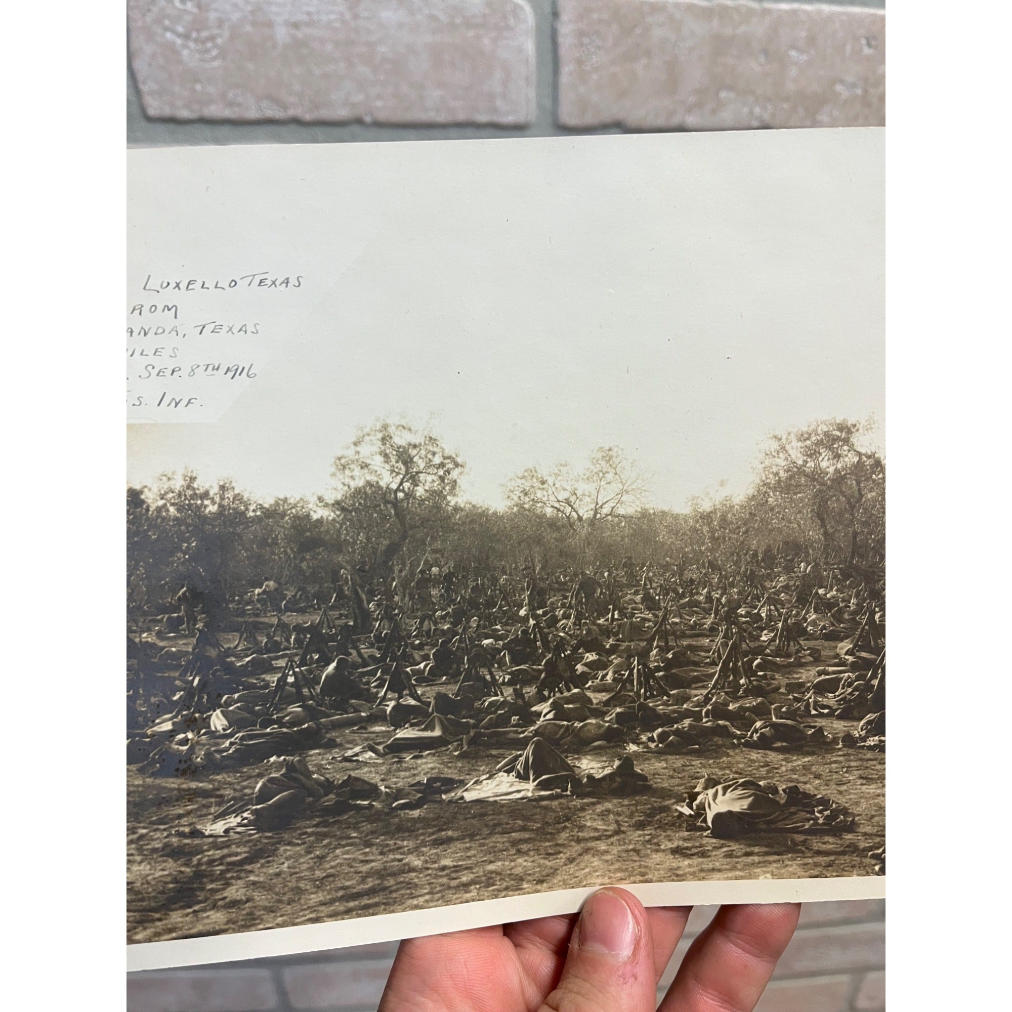 Original 1916 Photo of 2nd Wisconsin Infantry US Army at Luxello, Texas Mexican