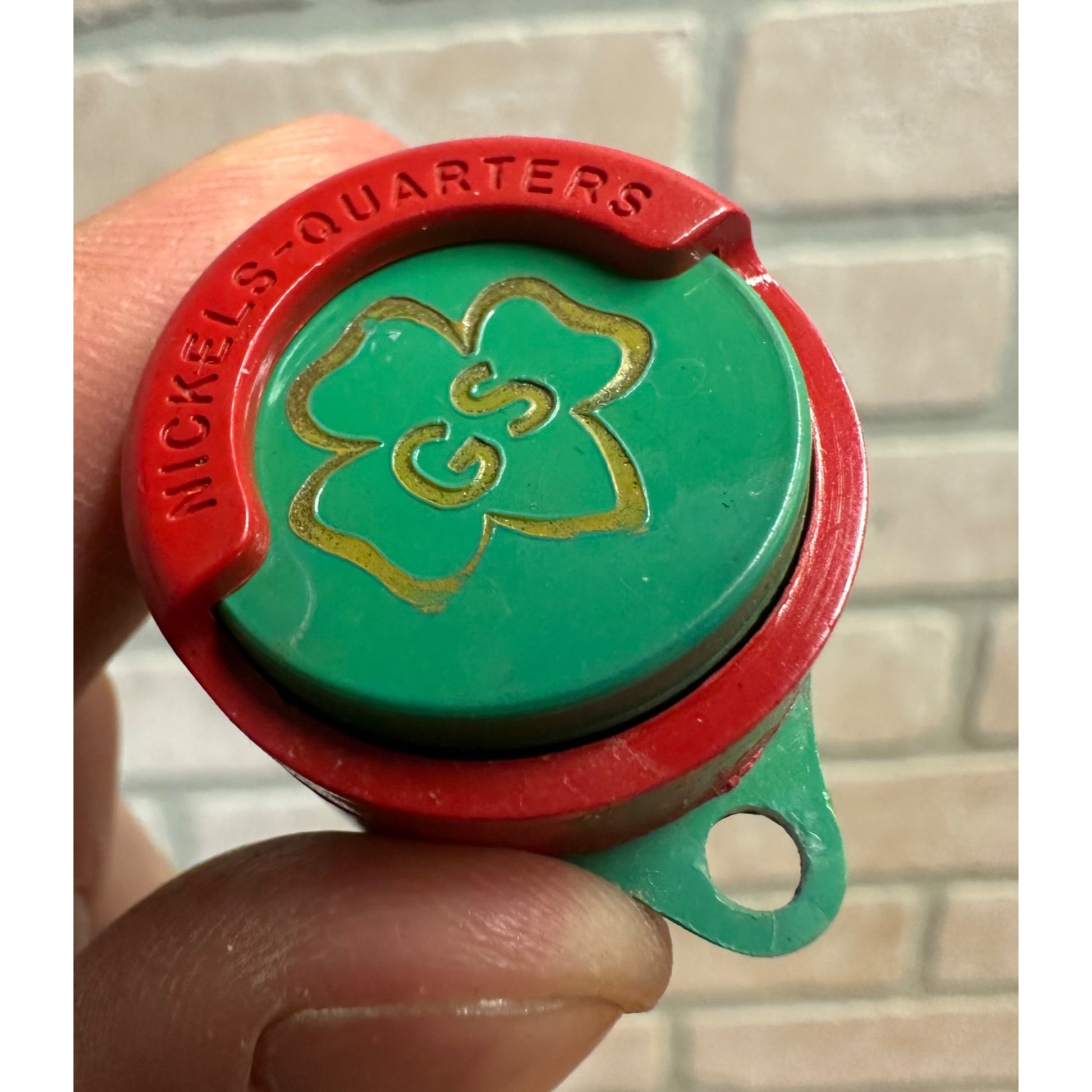 Vintage 1960's Girl Scout Coin Holder Keychain Two-Sided Plastic Red Green