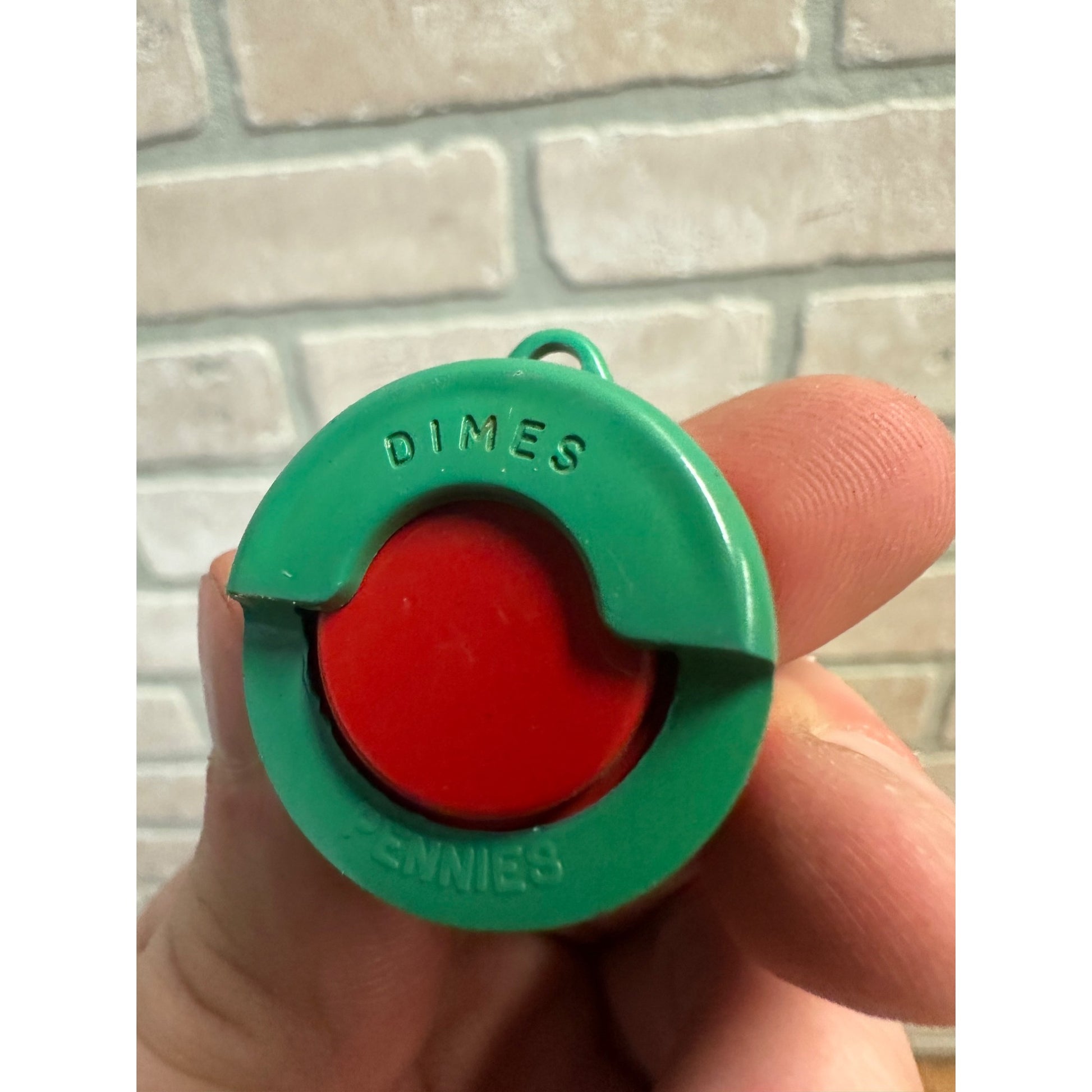 Vintage 1960's Girl Scout Coin Holder Keychain Two-Sided Plastic Red Green